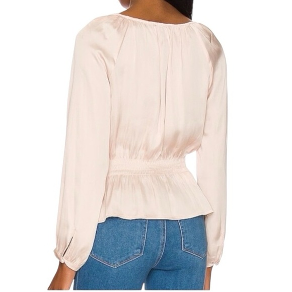 PAIGE | Odalynn Square-Neck Long-Sleeve Peplum Peasant Top Size L - Picture 12 of 13